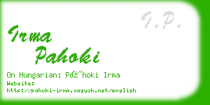 irma pahoki business card